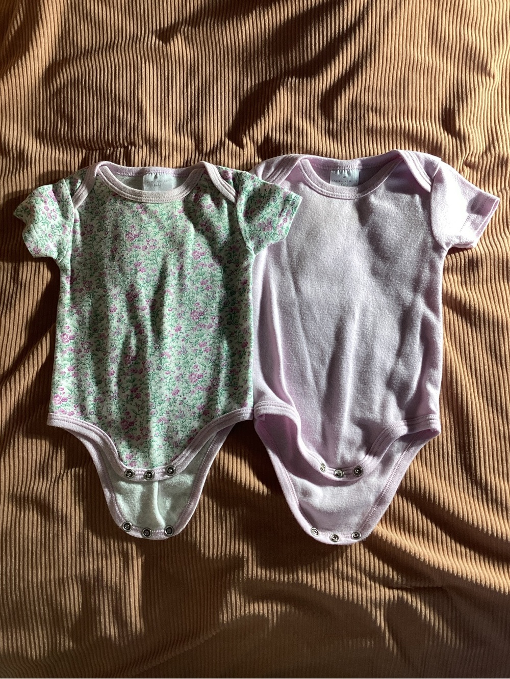 Laura Ashley Baby Girls Short Sleeve One Piece Bodysuit Light Pink and Floral
